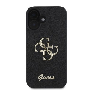 Guess PU Fixed Glitter 4G Metal Logo tok iPhone 16 készülékhez fekete