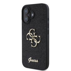 Guess PU Fixed Glitter 4G Metal Logo tok iPhone 16 készülékhez fekete