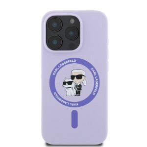 Karl Lagerfeld Liquid Silicone Karl and Choupette MagSafe tok iPhone 16 Pro lila