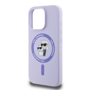 Karl Lagerfeld Liquid Silicone Karl and Choupette MagSafe tok iPhone 16 Pro lila