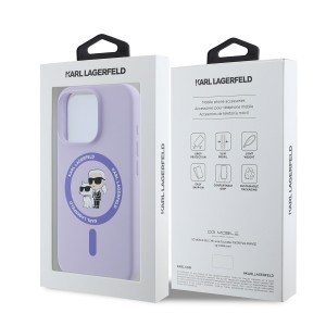 Karl Lagerfeld Liquid Silicone Karl and Choupette MagSafe tok iPhone 16 Pro lila