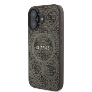 Guess PU Bőr 4G Színes Gyűrű MagSafe tok iPhone 16 Barnás