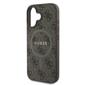 Guess PU Bőr 4G Színes Gyűrű MagSafe tok iPhone 16 Barnás