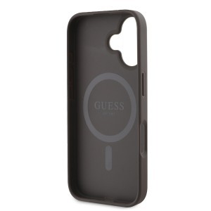 Guess PU Bőr 4G Színes Gyűrű MagSafe tok iPhone 16 Barnás