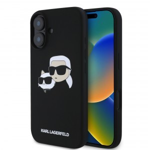 Karl Lagerfeld Liquid Silicone Double Heads MagSafe tok iPhone 16 Plus Fekete