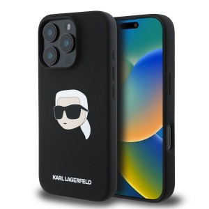 Karl Lagerfeld Liquid Silicone Karl Head MagSafe tok iPhone 16 Pro fekete