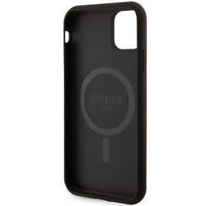 Original GUESS 4G Collection bőrtok fém logóval és MagSafe kompatibilitással GUHMN61G4GFRK iPhone 11 fekete tok