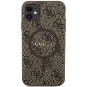 Original Case GUESS kemény tok 4G Collection Leather Metal Logo MagSafe GUHMN61G4GFRW iPhone 11 barna tok