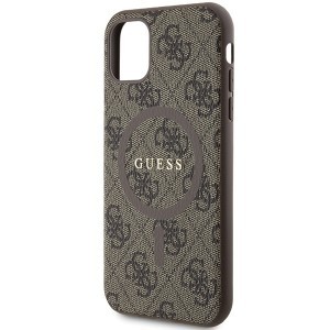 Original Case GUESS kemény tok 4G Collection Leather Metal Logo MagSafe GUHMN61G4GFRW iPhone 11 barna tok