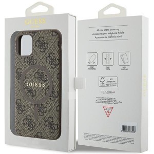 Original Case GUESS kemény tok 4G Collection Leather Metal Logo MagSafe GUHMN61G4GFRW iPhone 11 barna tok