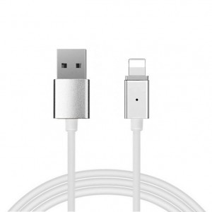 Mágneses kábel Type 1 - USB to Lightning - leválasztható csatlakozóval - Iphone 5/6/7/8/X 1 méter EZÜST (blister csomag)