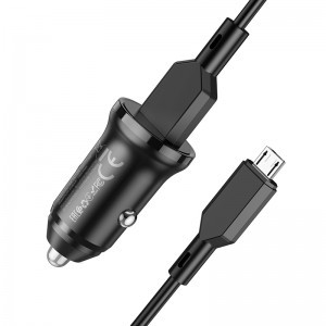 Borofone autós töltő BZ18 - USB - QC 3.0 18W USB-Micro USB kábellel fekete