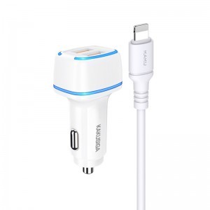 KAKU Autós Töltő KSC-528 Shengyu - 2xUSB - 2,8A USB-ről Lightning fehér