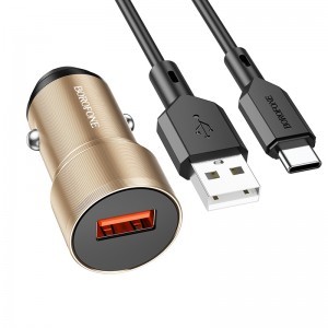 Borofone BZ19A Wisdom autós töltő - USB - QC 3.0 18W USB-C kábellel arany