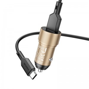 Borofone BZ19A Wisdom autós töltő - USB - QC 3.0 18W USB-C kábellel arany