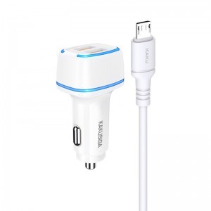 KAKU Autós Töltő KSC-528 Shengyu - 2xUSB - 2,8A USB-Micro USB kábellel fehér