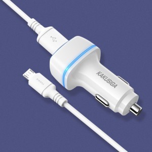 KAKU Autós Töltő KSC-528 Shengyu - 2xUSB - 2,8A USB-Micro USB kábellel fehér