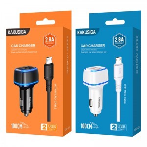 KAKU Autós Töltő KSC-528 Shengyu - 2xUSB - 2,8A USB-Micro USB kábellel fehér