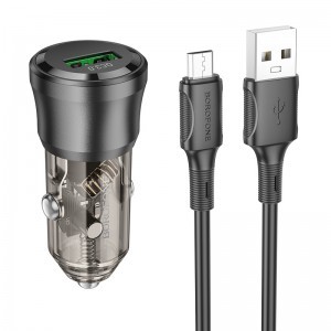 Borofone autós töltő BZ23 Noble - USB - QC 3.0 PD 18W USB-micro USB fekete