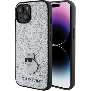 Karl Lagerfeld Fix Glitter Choupette Logo Metal Pin tok iPhone 15 - ezüst