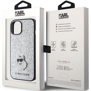 Karl Lagerfeld Fix Glitter Choupette Logo Metal Pin tok iPhone 15 - ezüst