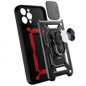 Hybrid Armor Camshield tok iPhone 14 Pro Max-hoz kamerafedéllel fekete