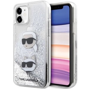 Karl Lagerfeld KLHCN61LDHKCNS iPhone 11 tok - ezüst Liquid Glitter Karl & Choupette fej