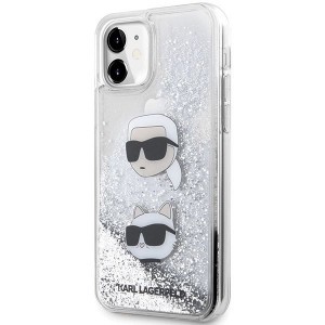 Karl Lagerfeld KLHCN61LDHKCNS iPhone 11 tok - ezüst Liquid Glitter Karl & Choupette fej