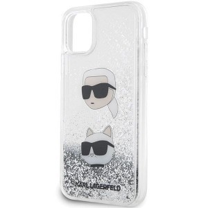 Karl Lagerfeld KLHCN61LDHKCNS iPhone 11 tok - ezüst Liquid Glitter Karl & Choupette fej