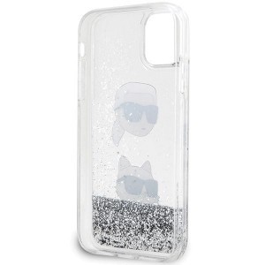 Karl Lagerfeld KLHCN61LDHKCNS iPhone 11 tok - ezüst Liquid Glitter Karl & Choupette fej