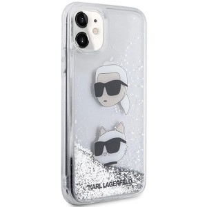 Karl Lagerfeld KLHCN61LDHKCNS iPhone 11 tok - ezüst Liquid Glitter Karl & Choupette fej