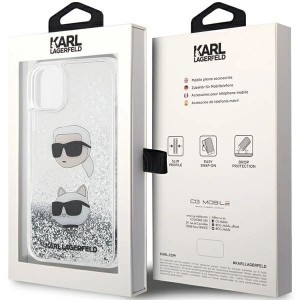 Karl Lagerfeld KLHCN61LDHKCNS iPhone 11 tok - ezüst Liquid Glitter Karl & Choupette fej