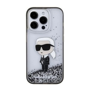 Karl Lagerfeld Liquid Glitter Ikonik tok iPhone 15 Pro Max - áttetsző