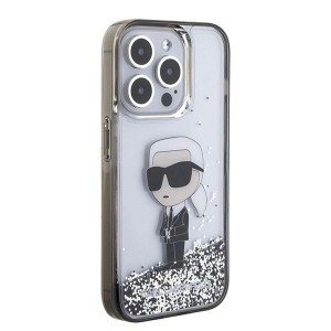 Karl Lagerfeld Liquid Glitter Ikonik tok iPhone 15 Pro Max - áttetsző