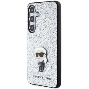 Karl Lagerfeld Fixed Glitter Ikonik Logo Metal Pin tok Samsung Galaxy S24+ - ezüst