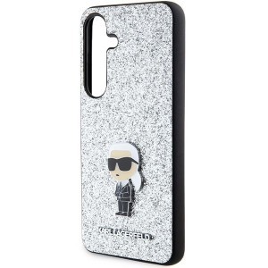 Karl Lagerfeld Fixed Glitter Ikonik Logo Metal Pin tok Samsung Galaxy S24+ - ezüst