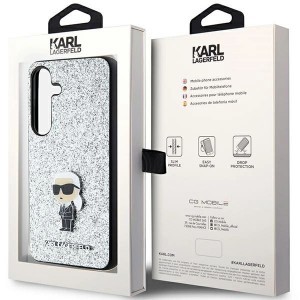 Karl Lagerfeld Fixed Glitter Ikonik Logo Metal Pin tok Samsung Galaxy S24+ - ezüst