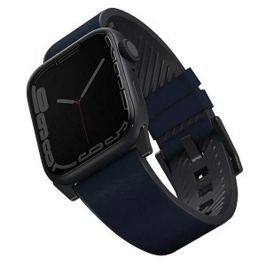 Uniq Straden Bőr Hibrid Szíj Apple Watch 1/2/3/4/5/6/7/8/SE/SE2/Ultra 42/44/45/49mm - kék