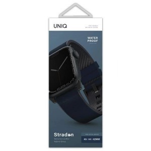 Uniq Straden Bőr Hibrid Szíj Apple Watch 1/2/3/4/5/6/7/8/SE/SE2/Ultra 42/44/45/49mm - kék