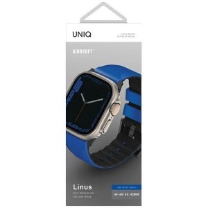 Uniq Linus Airosoft Szilikon Szíj Apple Watch 1/2/3/4/5/6/7/8/SE/SE2/Ultra 42/44/45/49mm - Kék