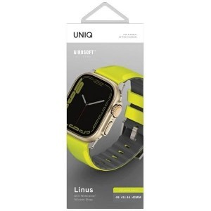 Uniq Linus Airosoft szilikonszíj Apple Watch 1/2/3/4/5/6/7/8/SE/SE2/Ultra 42/44/45/49mm - lime