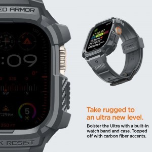 Spigen Rugged Armor Pro tok Apple Watch Ultra 1/2 (49 mm) - Sötétszürke