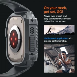 Spigen Rugged Armor Pro tok Apple Watch Ultra 1/2 (49 mm) - Sötétszürke