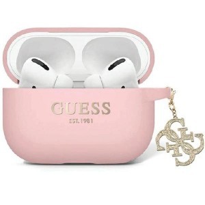 Guess GUAP2LECG4P tok AirPods Pro 2-höz - rózsaszín Liquid Silicone Glitter Triangle Charm