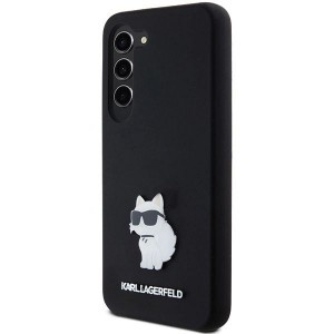 Karl Lagerfeld Silicone Choupette Metal Pin tok Samsung Galaxy S23-hoz - fekete