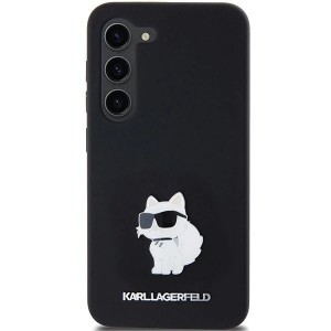 Karl Lagerfeld Silicone Choupette Metal Pin tok Samsung Galaxy S23-hoz - fekete