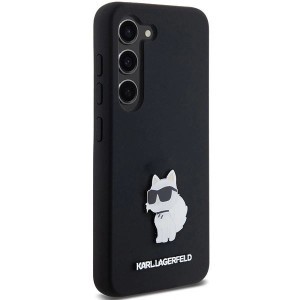 Karl Lagerfeld Silicone Choupette Metal Pin tok Samsung Galaxy S23-hoz - fekete