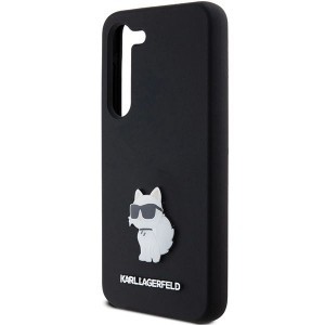 Karl Lagerfeld Silicone Choupette Metal Pin tok Samsung Galaxy S23-hoz - fekete