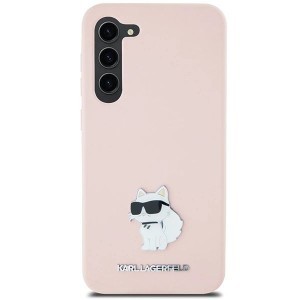 Karl Lagerfeld Silicone Choupette Metal Pin tok Samsung Galaxy S23 - rózsaszín