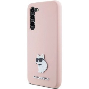 Karl Lagerfeld Silicone Choupette Metal Pin tok Samsung Galaxy S23 - rózsaszín